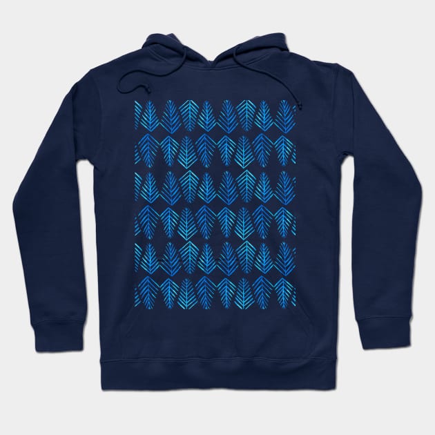 Watercolor pine trees pattern  - blue Hoodie by wackapacka